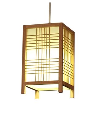 Fine Asianliving Lampada a Sospensione Giapponese di Legno e Carta Shoji Naturale - Isumi L15xP15xA25cm