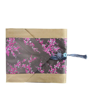 Fine Asianliving Camino de Mesa Chino 33x190cm Flores Rosa Gris