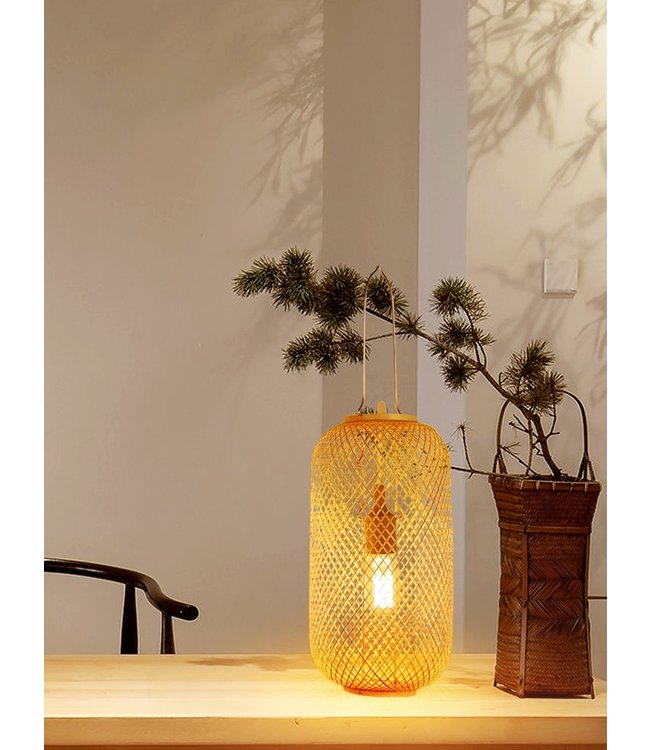 Bamboe Webbing Lamp Handgemaakt - Carmen D17xH60cm