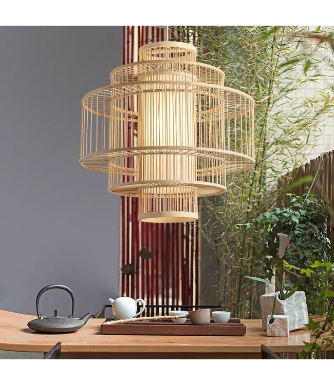 Bamboo Lampshade Pendant Light Handmade - Leona D60xH60cm