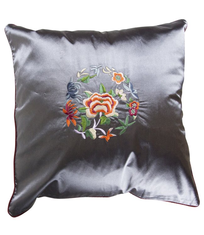 Cuscino Cinese Fiori Grigi 45x45cm