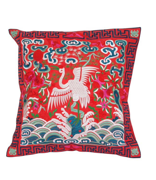 Cuscino Cinese Gru Rossa 45x45cm