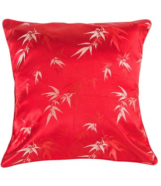 Fine Asianliving Fodera per Cuscino Cinese in Bambù Rosso 45x45cm Senza Riempimento