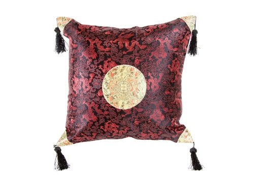Fine Asianliving Chinese Cushion with Tassels Lucky Dragon Black Red 45x45cm