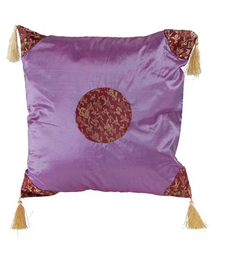 Fine Asianliving Housse de Coussin Chinois Avec Pompons Lucky Calligraphy Lila 45x45cm Sans Remplissage