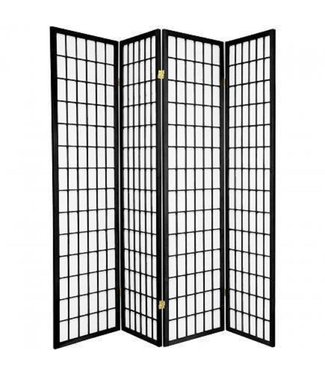 Fine Asianliving Japanese Room Divider 4 Panels W180xH180cm Privacy Screen Shoji Rice-paper Black - Tana