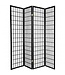 Japanese Room Divider 4 Panels W180xH180cm Privacy Screen Shoji Rice-paper Black - Tana