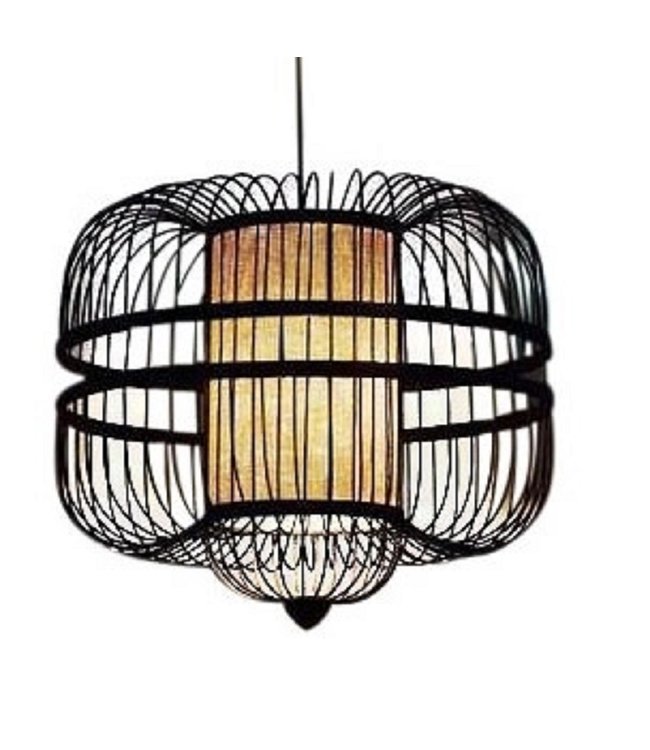 Bamboo Pendant Lamp Black Ceiling Lampshade Handmade - Laurent W50xD50xH46cm