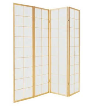 Fine Asianliving Paravento Divisori Giapponese L180xA180cm di Legno e Carta Shoji Naturale