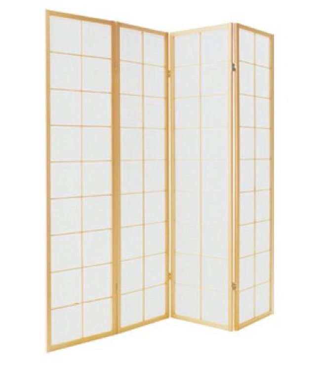 Paravent Japonais L180xH180cm 4 Panneaux Shoji Papier de Riz Naturel