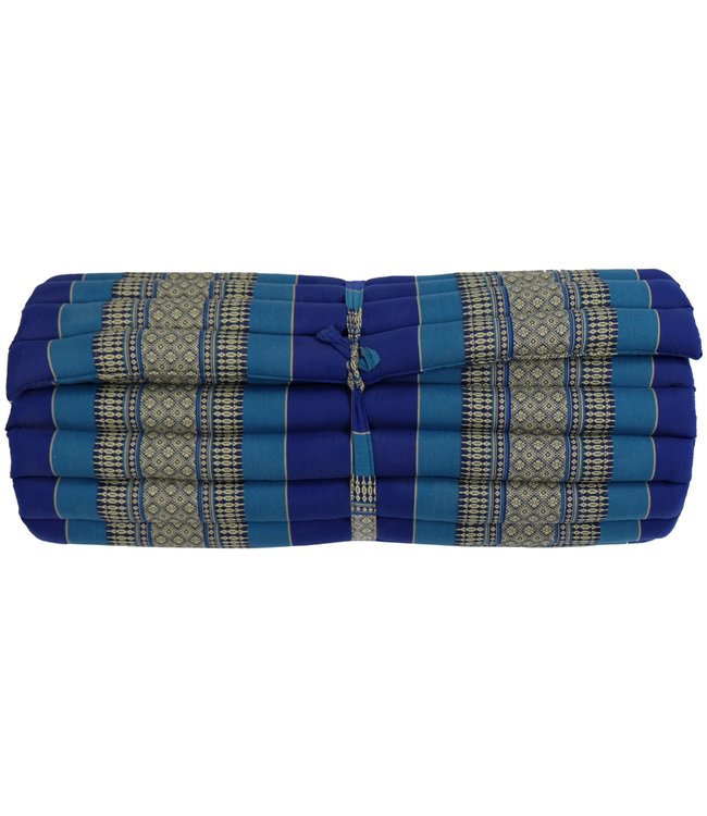 Matelas Thaï Enroulable en Coton et Kapok 200x77x4.5cm Océan Bleu