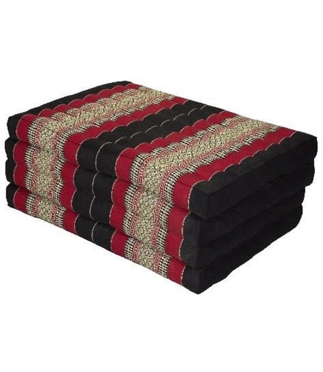Matelas Thaï Pliable en Coton et Kapok XXXL - 80x200cm - Noir Rouge