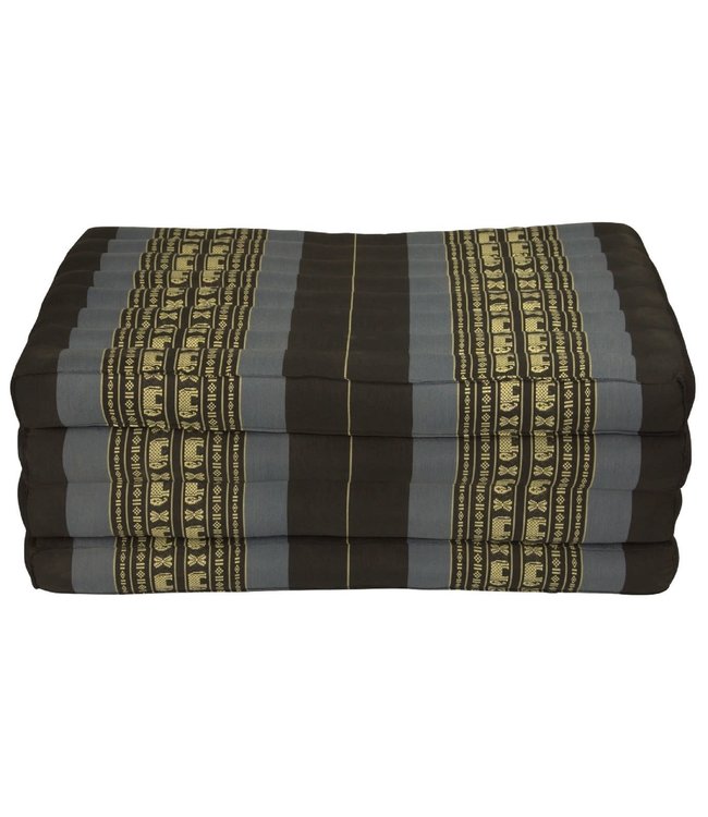 Matelas Thaï Pliable en Coton et Kapok XXXL 80x200x8cm Noir Éléphant