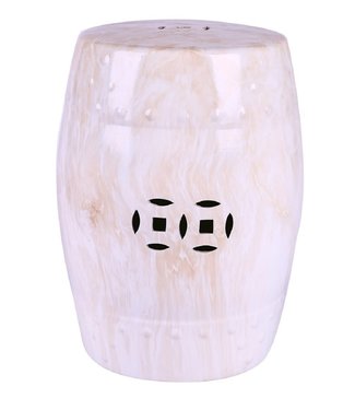 Fine Asianliving Ceramic Garden Stool Marble Look Handmade D33xH46cm