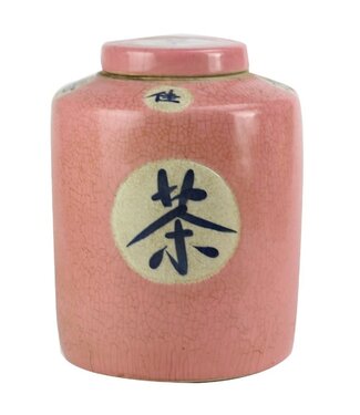 Fine Asianliving Chinese Ginger Jar Pink "Tea" Hand-painted W12xH28cm