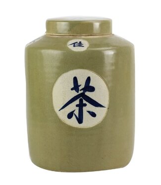 Fine Asianliving Pot à Gingembre Chinois Thé Vert Peint à la Main L12xH28cm