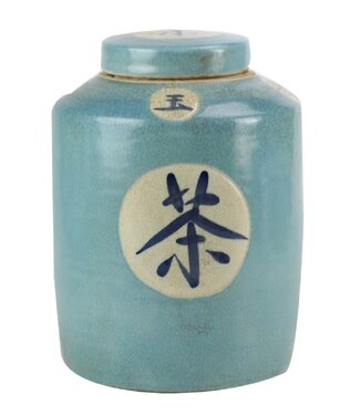Fine Asianliving Vaso Ginger Jar Cinese in Porcellana "Tè" Dipinto a Mano Blu L12xA28cm