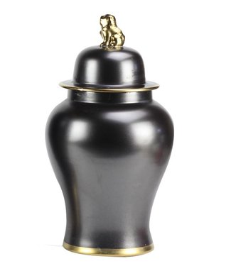 Fine Asianliving Chinesische Vase mit Deckel Porzellan Schwarz Gold B22xH38cm