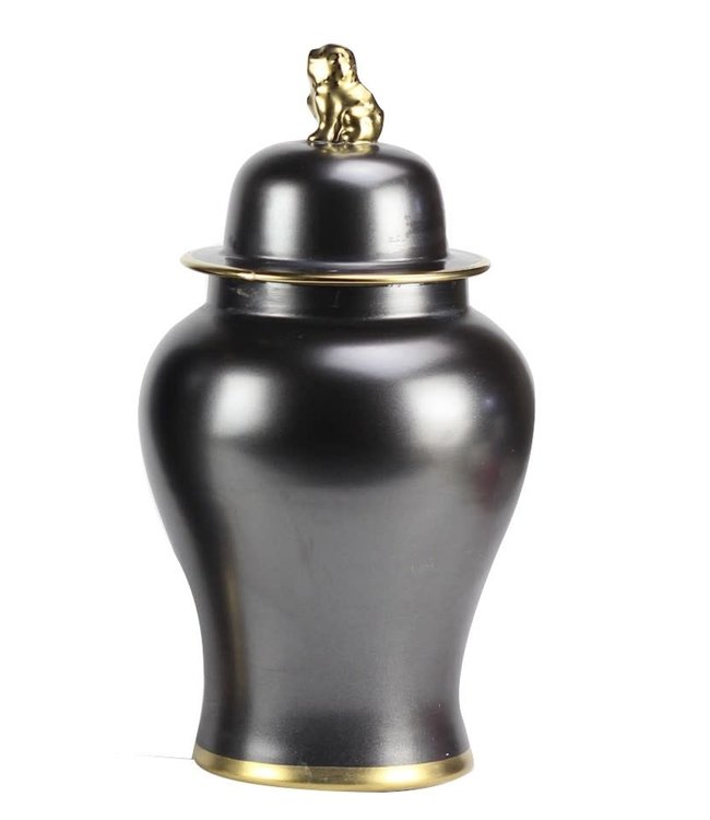 Vaso Ginger Jar Cinese in Porcellana Nero e Oro D22xA38cm