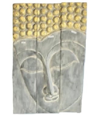 Fine Asianliving Pannello Buddha Tailandese Fatto a Mano Da Un Tronco d'Albero Massiccio L120xH180cm