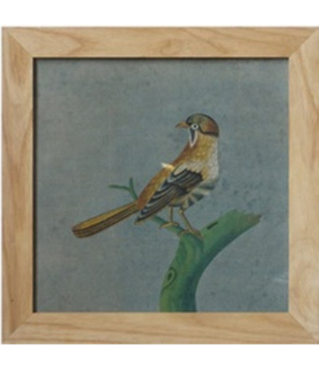 Tableau Chinois avec Cadre Oiseau Sur Branche L42xH42cm