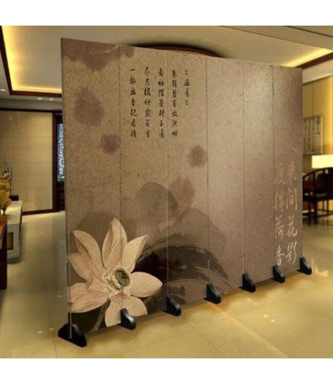 Biombo Oriental Separador Chino Anch240xAlt180cm Flor China 6 Paneles