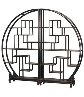 Fine Asianliving Chinese Boekenkast Rond Open Display Kast Zwart B192xH176cm