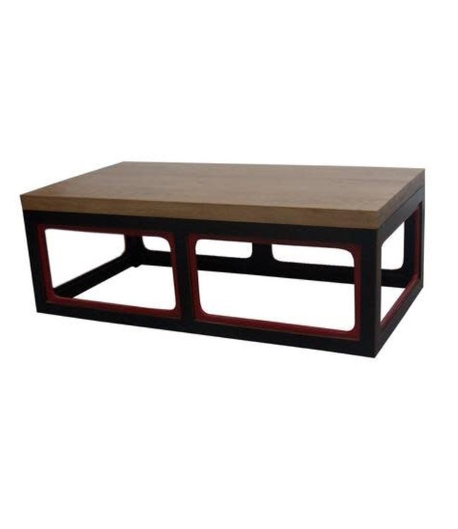 Chinese Coffee Table Solid Wood Black & Wine Red W130xD65xH45cm