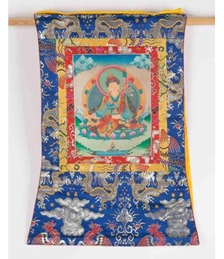 Fine Asianliving Antikes Tibetisches Thangka Handbemalt und Bestickt B60xH80cm