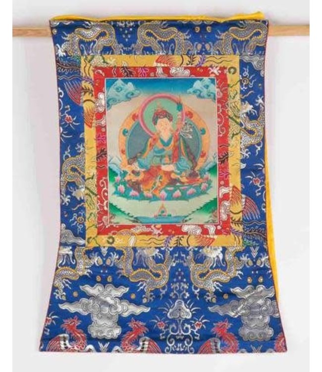 Antieke Tibetaanse Thangka Handgeschilderd en Geborduurd