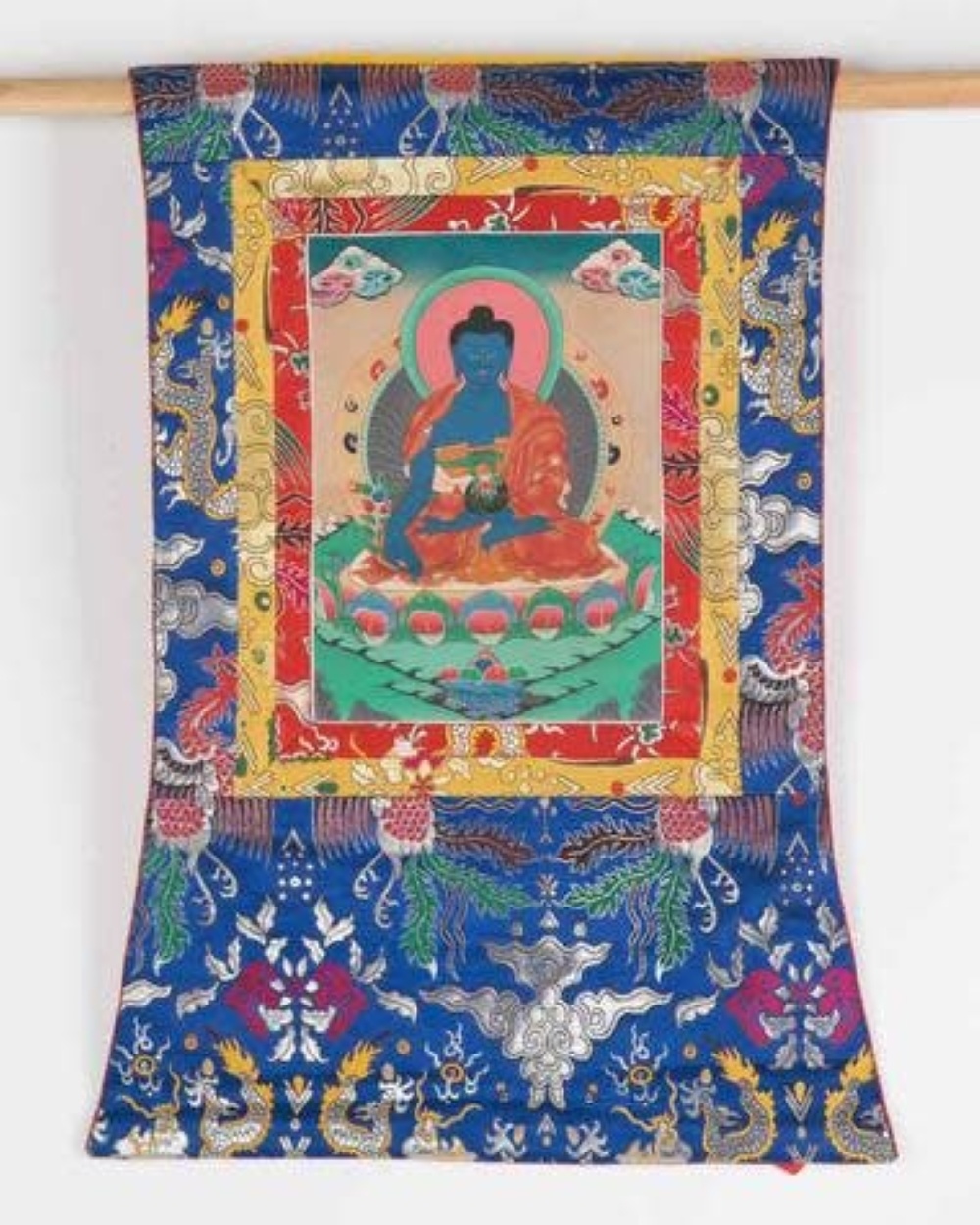 Gandhanra Thangka Tibetano - Amitayus Thangka - Buddha della vita infinita - Tsepame Thangka - Arazzo di Buddha a Stampa Dorata per Decorazione Zen, Meditazione, Rilassamento Spirituale e Pace