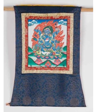 Fine Asianliving Thangka Mahakala Tibétain Antique Peint à la Main et Brodé L60xH80cm