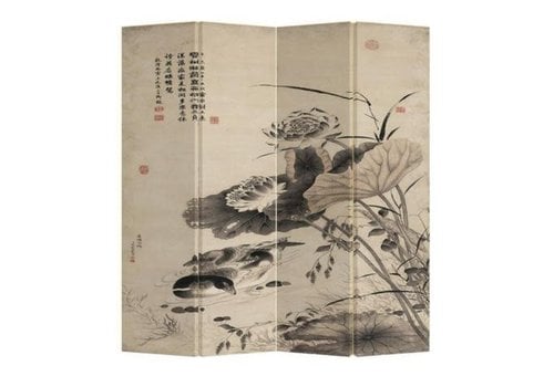 Fine Asianliving Chinees Kamerscherm Oosters Scheidingswand B160xH180cm 4 Panelen Eendjes in Lotuspond