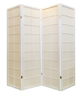 Fine Asianliving Paravento Giapponese L180xA180cm di Legno e Carta Shoji Bianco Separe Divisori