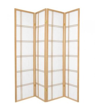 Fine Asianliving Japanese Room Divider 4 Panels W180xH180cm Privacy Screen Shoji Rice-paper Natural - Double Cross