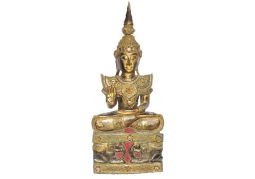 Fine Asianliving Iwa Royal Bouddha Assis Sur Une Base d'Éléphant en or Noir Fait à La Main à Partir d'Un Tronc d'Arbre Massif L45xP32xH75cm