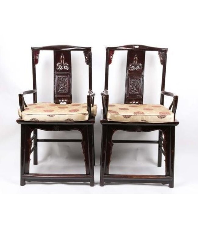 Antiker Chinesischer Stuhl Holz Schwarz Set/2