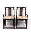 Antique Chinese Chairs Set/2 Handcarved Black