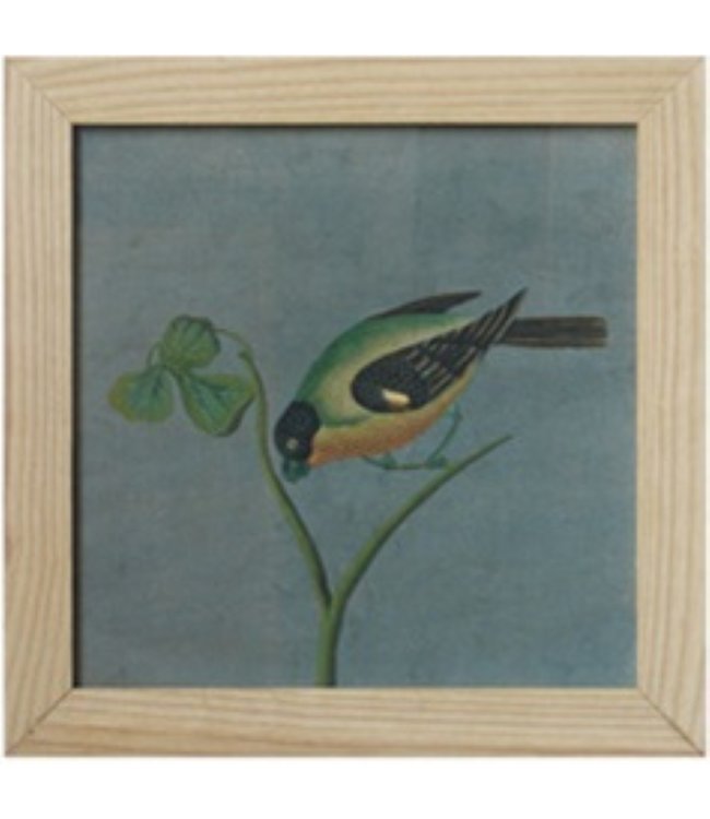 Chinees Schilderij met Lijst Vogel op Takje B42xH42cm