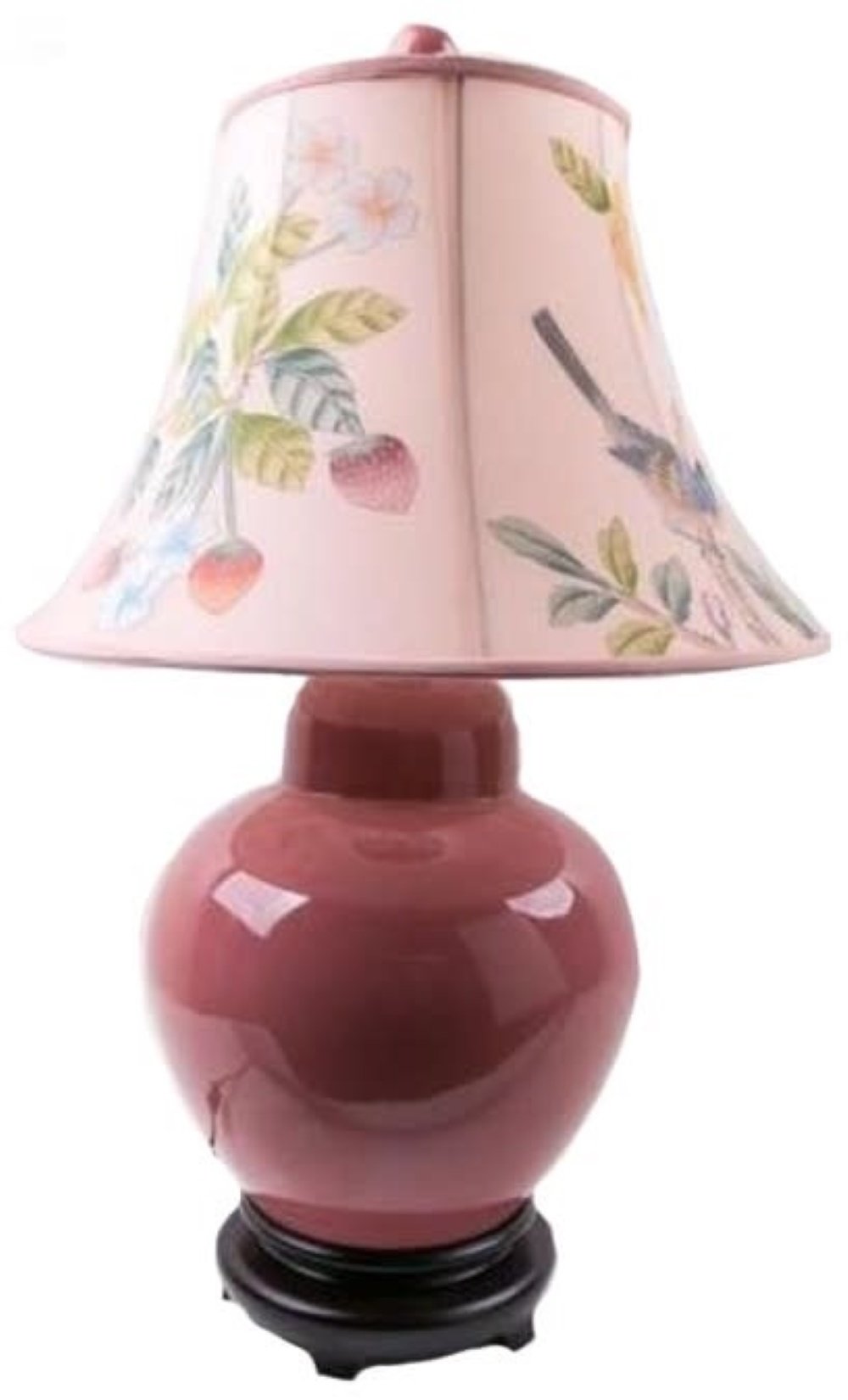 Lampada da Tavolo Cinese in Porcellana Dipinta a Mano Rosa L39xP39xA68 -  Fine Asianliving