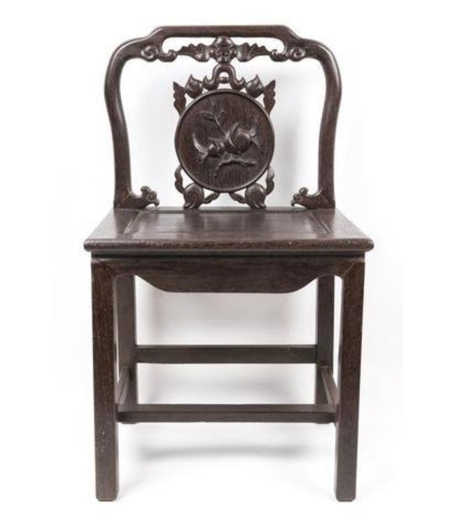 Antique Chinese Stool With Handcrafted Peach