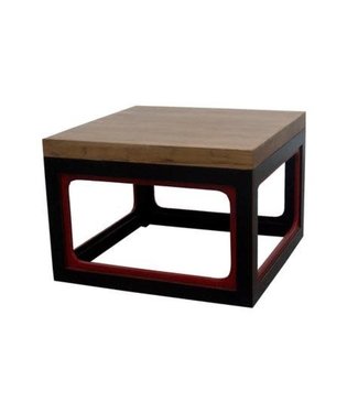 Fine Asianliving Chinesischer Couchtisch Modern Massivholz Schwarz Rot B65xT65xH45cm