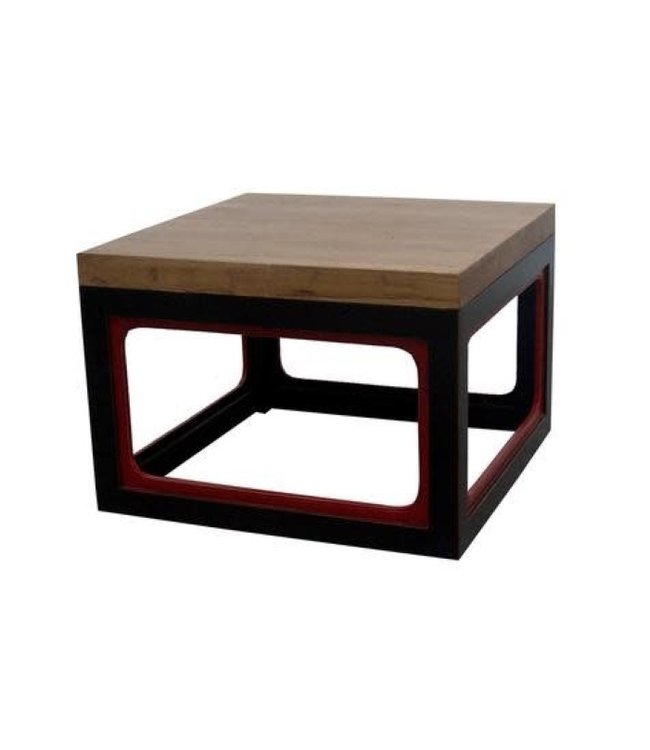 Mesa de Centro China Contemporánea de Madera Negra y Roja A65xP65xA45cm