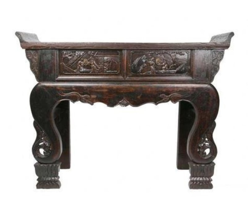 Antiker Chinesischer Konsolentisch Beistelltisch Handcrafted Hartholz B139xT38xH102cm