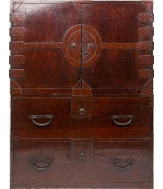 Armoire Japonaise Antique Isho-dansu Tansu Brun Foncé