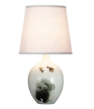 Fine Asianliving Lampada da Tavolo Cinese in Porcellana Pesce Inchiostro D28xA53cm