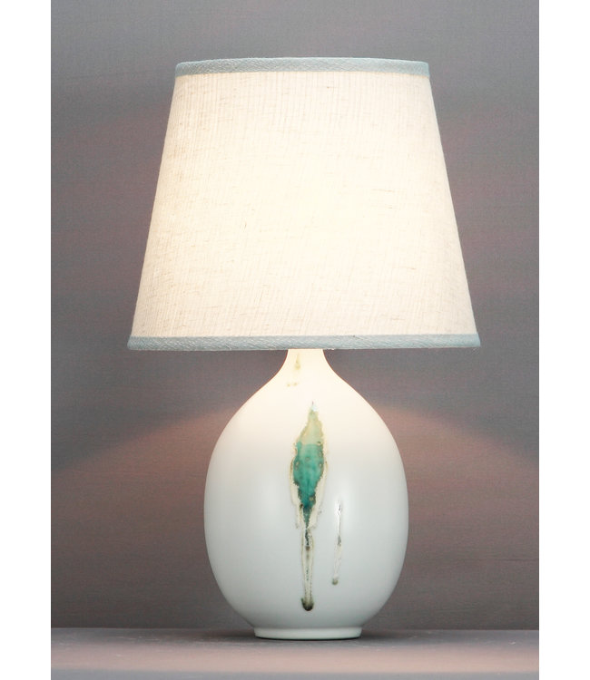 Lampe de Table en Porcelaine Chinoise Contemporaine Feuilles D.28xH46cm