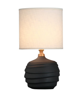 Fine Asianliving Lampada da Tavolo Cinese Rilievo Nera Opaco D30xA56cm