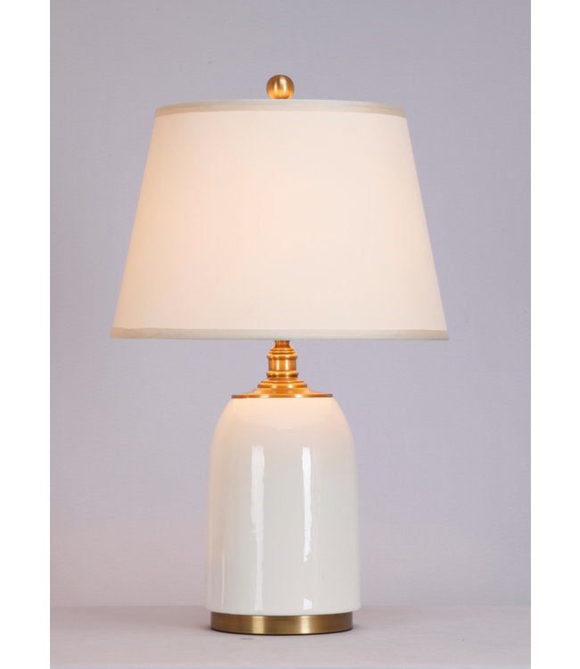 Chinese Table Lamp Porcelain with Lampshade Contemporary White W38xD38xH62cm