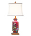 Chinese Table Lamp Porcelain with Lampshade Red Hand-painted W14xD14xH57cm